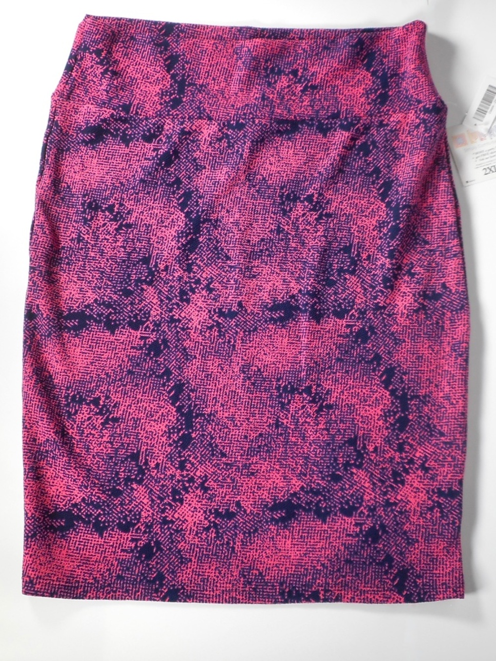 NWT LuLaRoe CASSIE Sz 2XL Pencil Skirt Stretch Pink Navy Blue Retro Houndstooth